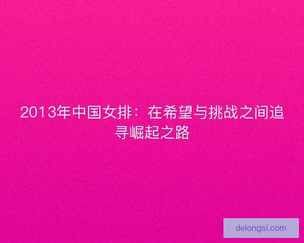 2013年中国女排：在希望与挑战之间追寻崛起之路